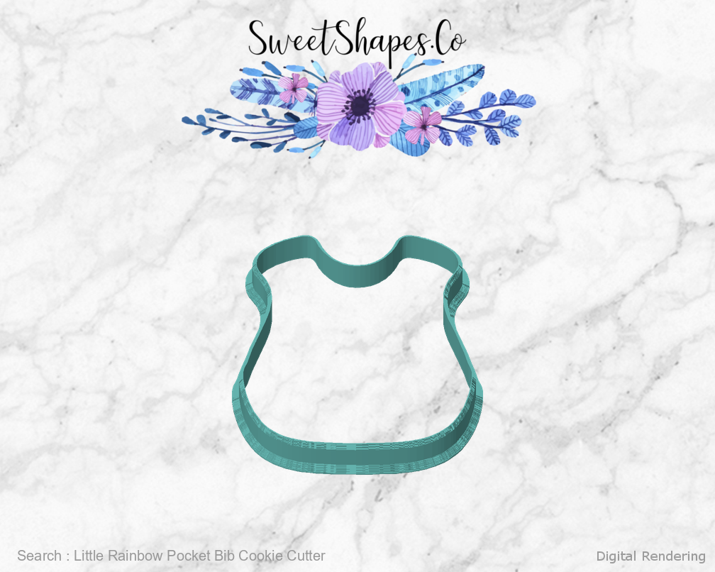 Little Rainbow Pocket Bib Cookie Cutter — front manufacturing preview