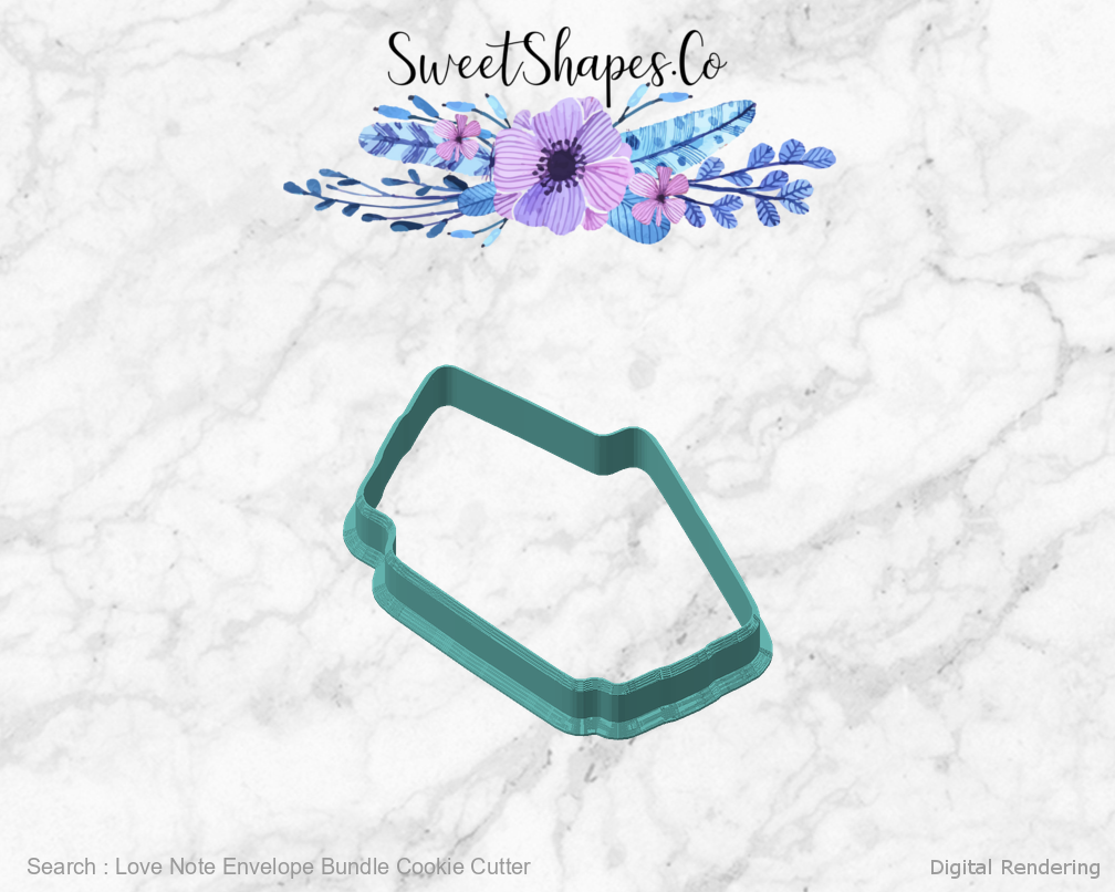Love Note Envelope Bundle Cookie Cutter — front-45 manufacturing preview