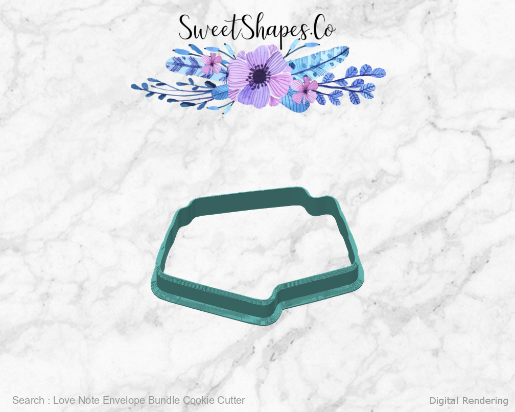 Love Note Envelope Bundle Cookie Cutter — back manufacturing preview