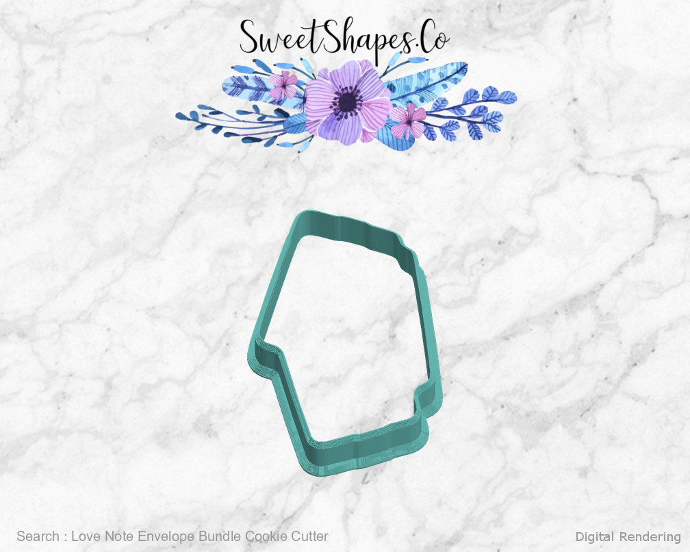 Love Note Envelope Bundle Cookie Cutter — left manufacturing preview