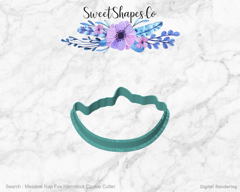 Meadow Nap Fox Hammock Cookie Cutter — 01-front digital rendering
