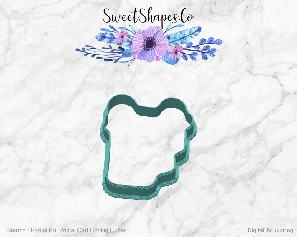 Parcel Pal Postal Cart Cookie Cutter — 04-back digital rendering