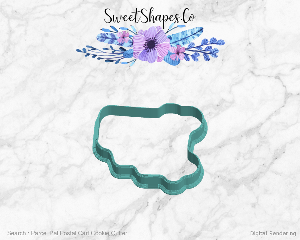 Parcel Pal Postal Cart Cookie Cutter — 05-left digital rendering