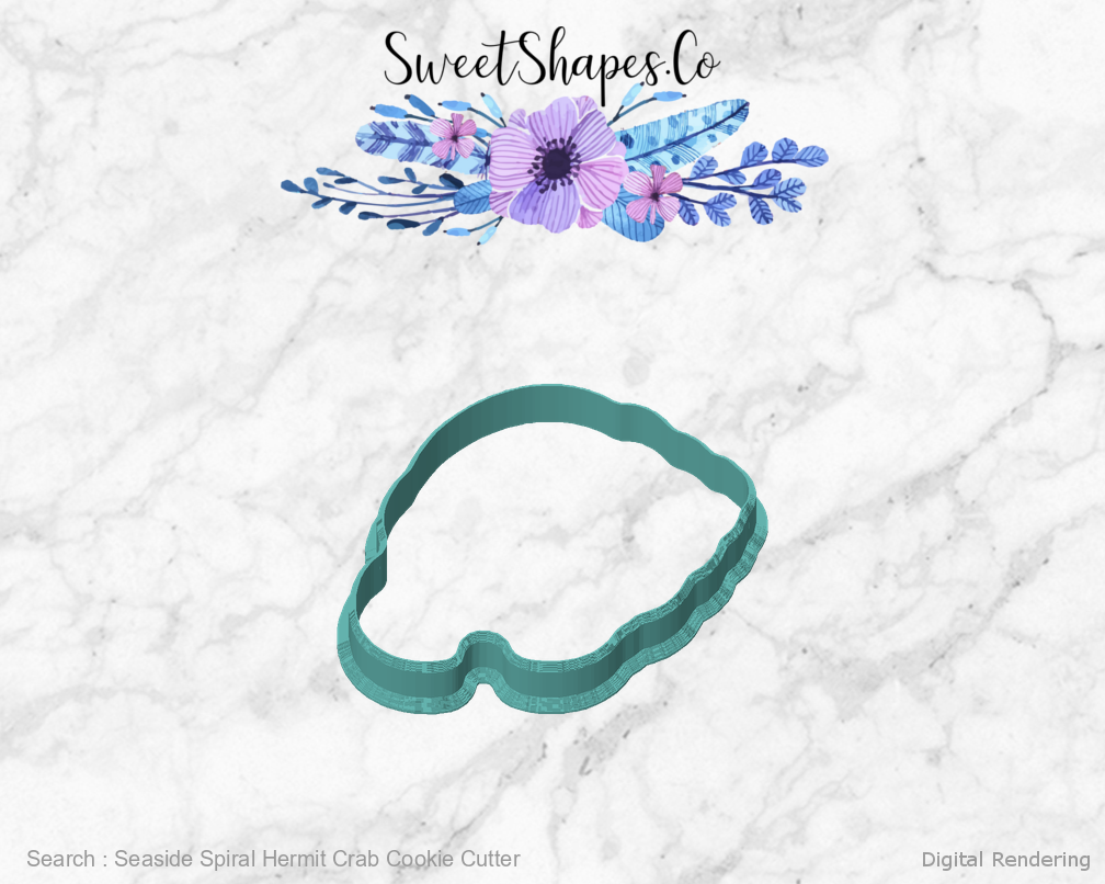 Seaside Spiral Hermit Crab Cookie Cutter — 01-front digital rendering
