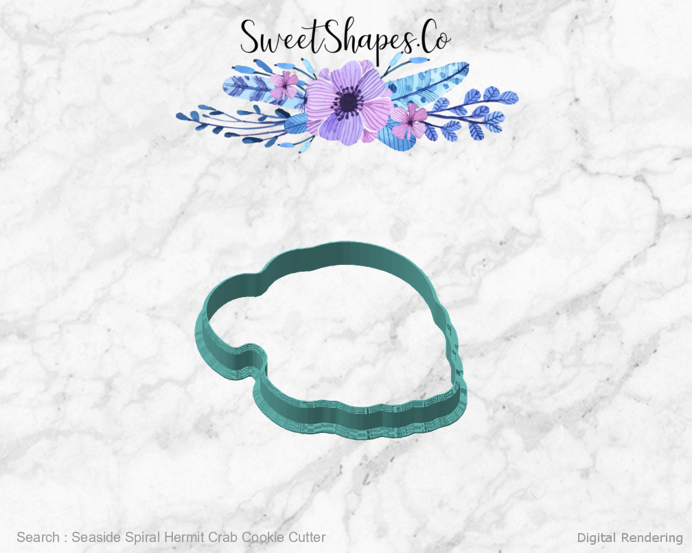 Seaside Spiral Hermit Crab Cookie Cutter — 02-front-45 digital rendering