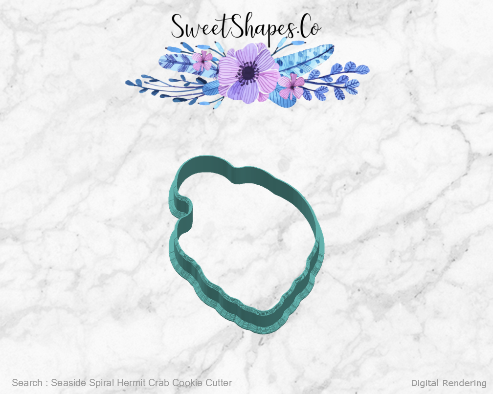Seaside Spiral Hermit Crab Cookie Cutter — 03-right digital rendering