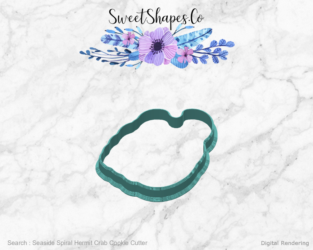 Seaside Spiral Hermit Crab Cookie Cutter — 04-back digital rendering