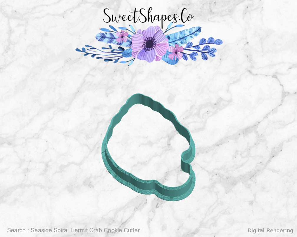 Seaside Spiral Hermit Crab Cookie Cutter — 05-left digital rendering