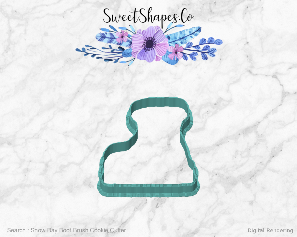 Snow Day Boot Brush Cookie Cutter — 01-front digital rendering