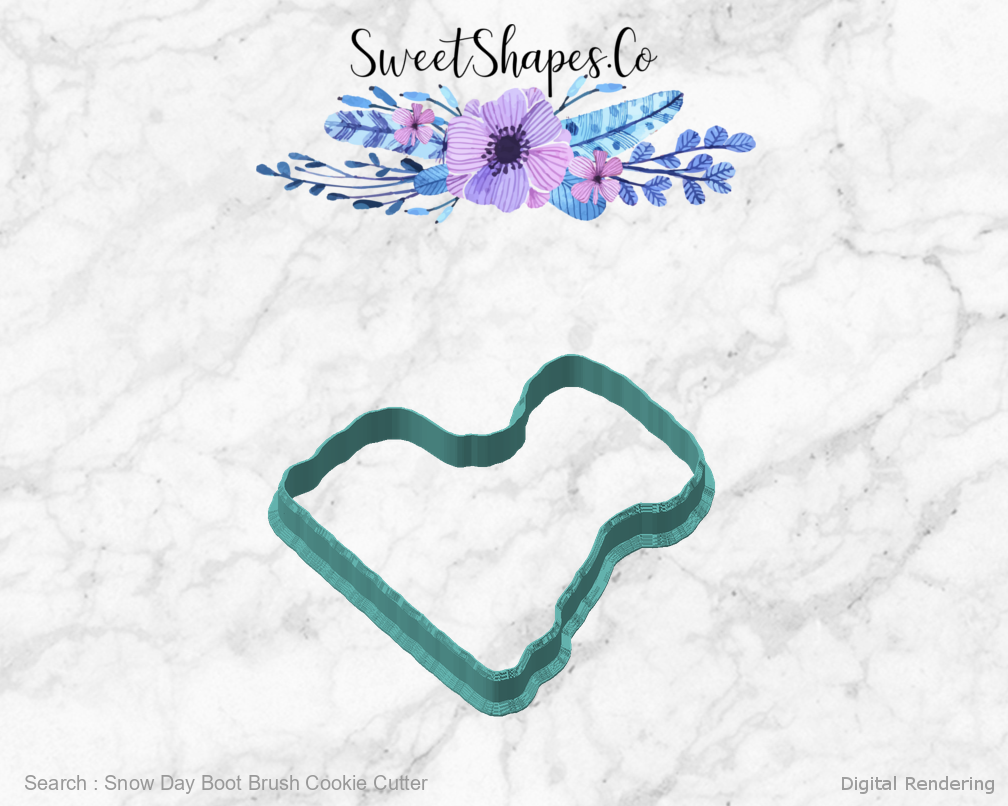 Snow Day Boot Brush Cookie Cutter — 02-front-45 digital rendering