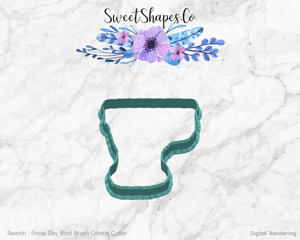 Snow Day Boot Brush Cookie Cutter — 04-back digital rendering