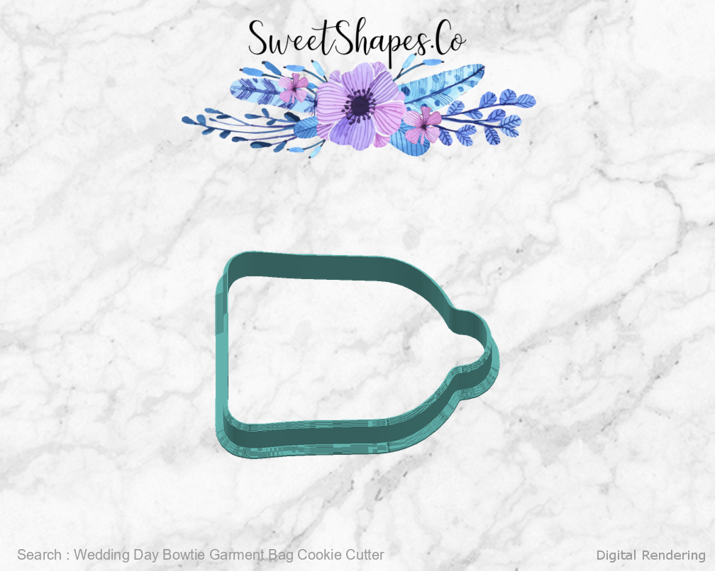 Wedding Day Bowtie Garment Bag Cookie Cutter right view