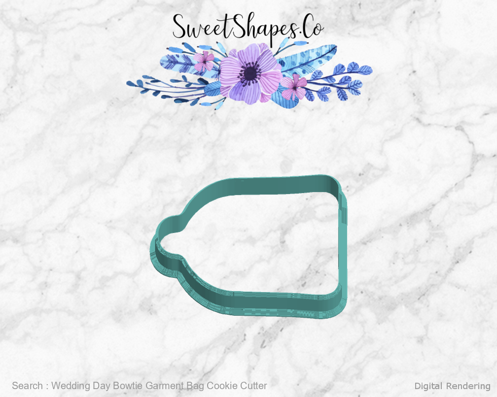 Wedding Day Bowtie Garment Bag Cookie Cutter left view