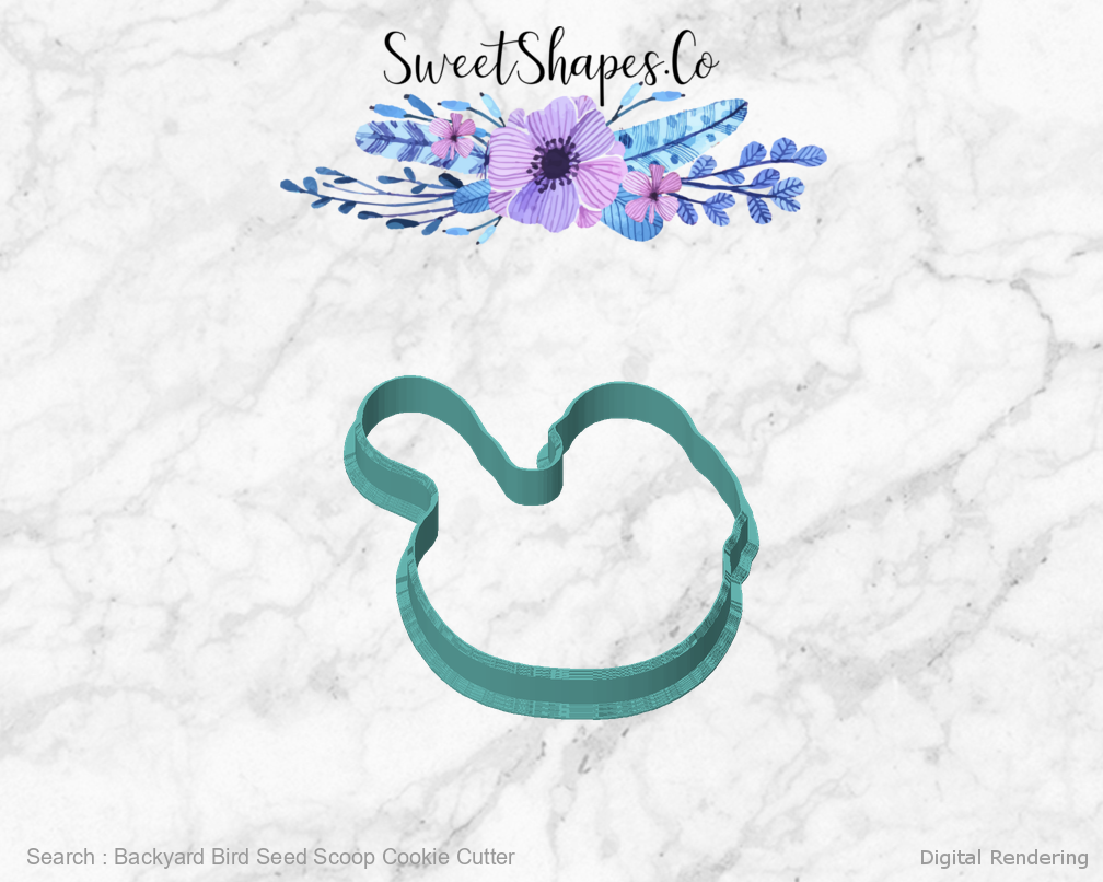 Backyard Bird Seed Scoop Cookie Cutter 01-front digital rendering