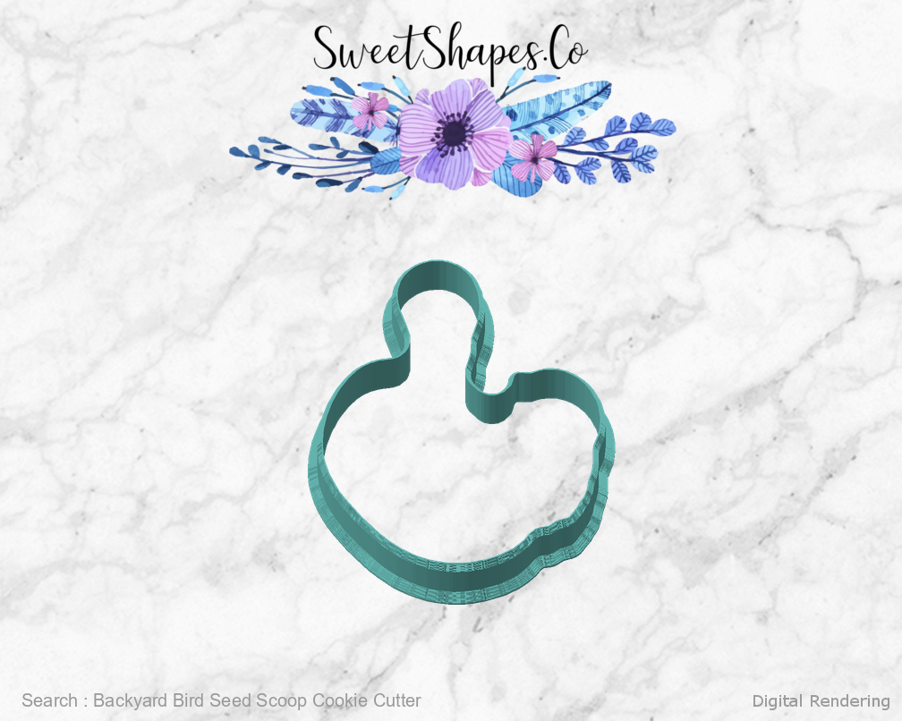 Backyard Bird Seed Scoop Cookie Cutter 02-front-45 digital rendering
