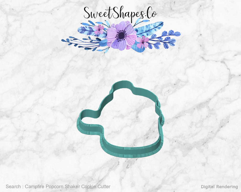 Campfire Popcorn Shaker Cookie Cutter 01-front digital rendering