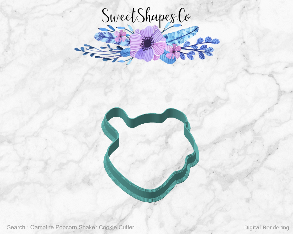 Campfire Popcorn Shaker Cookie Cutter 02-front-45 digital rendering