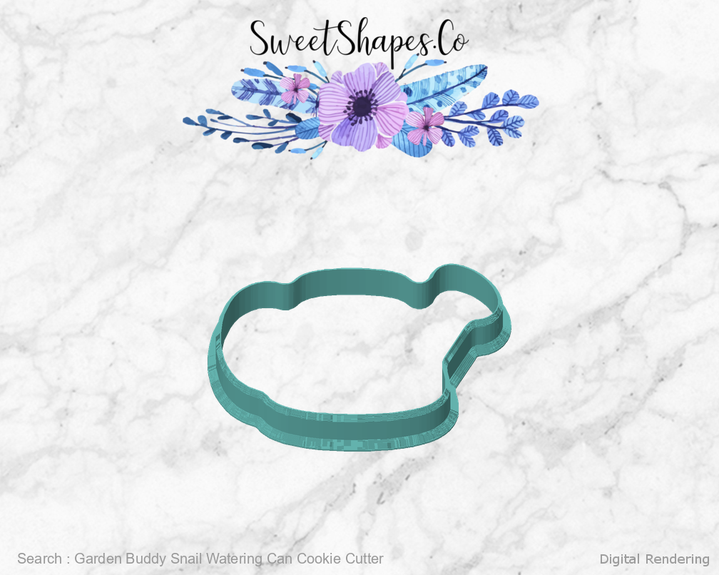 Garden Buddy Snail Watering Can Cookie Cutter 01-front digital rendering