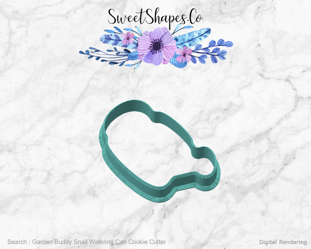 Garden Buddy Snail Watering Can Cookie Cutter 02-front-45 digital rendering