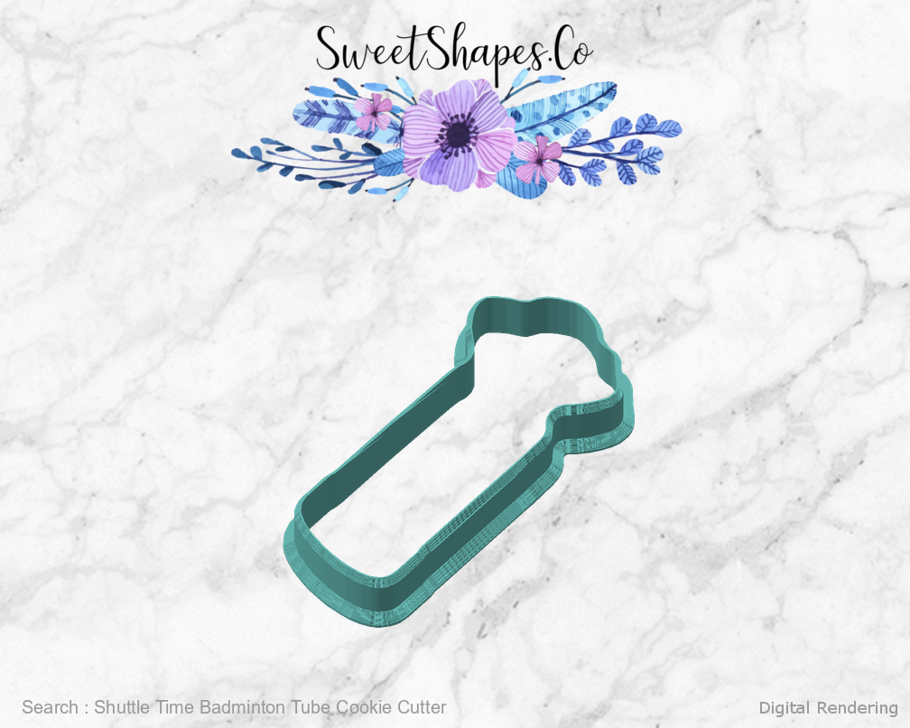 Shuttle Time Badminton Tube Cookie Cutter 02-front-45 digital rendering