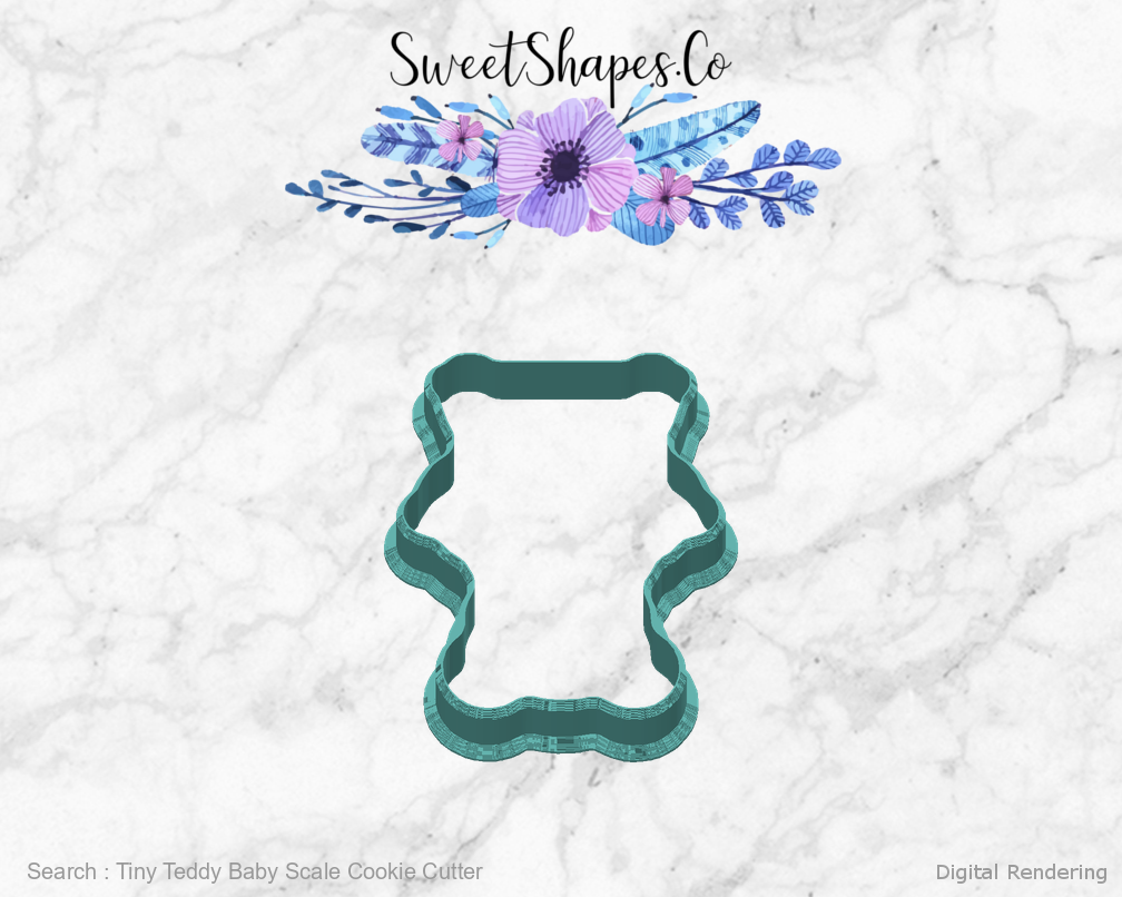 Tiny Teddy Baby Scale Cookie Cutter 04-back digital rendering