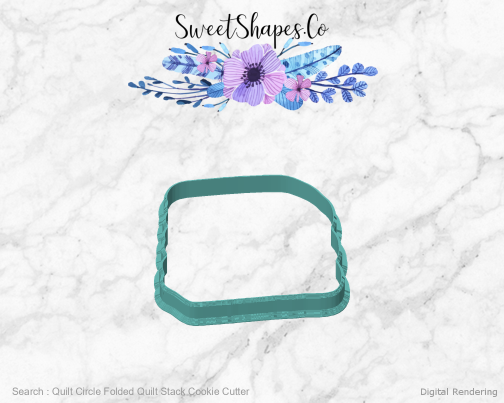 Quilt Circle Folded Quilt Stack Cookie Cutter — digital rendering view 1