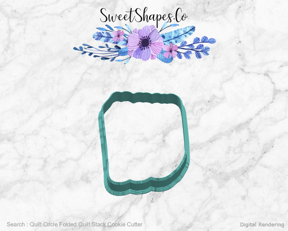 Quilt Circle Folded Quilt Stack Cookie Cutter — digital rendering view 3