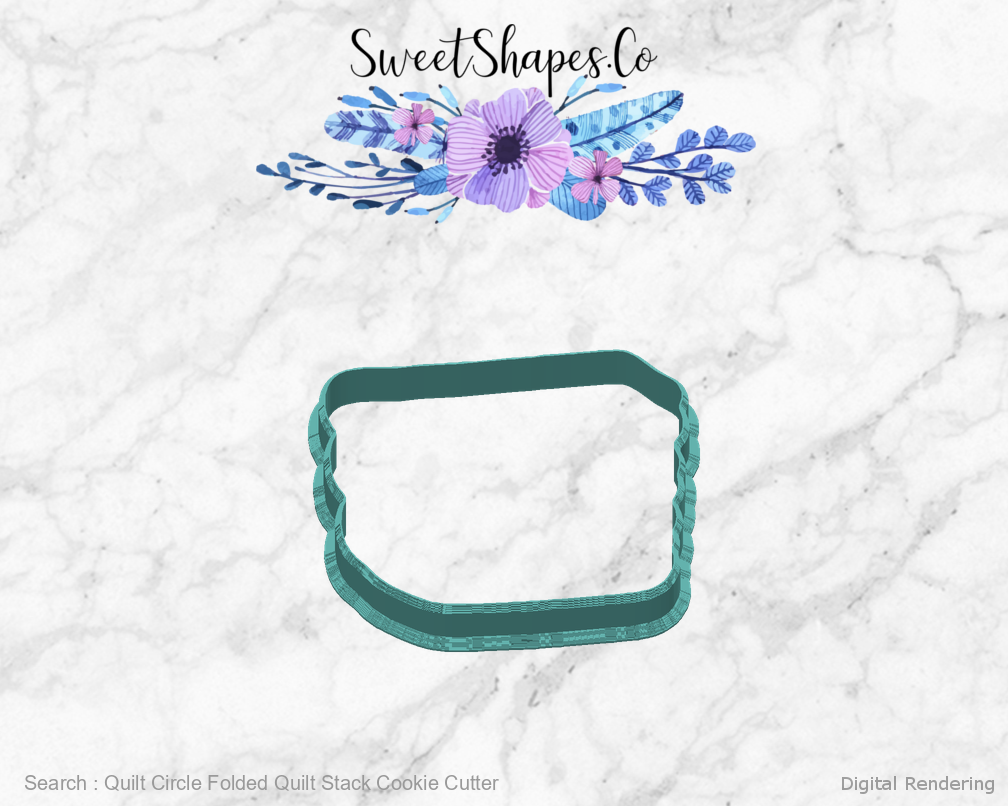 Quilt Circle Folded Quilt Stack Cookie Cutter — digital rendering view 4