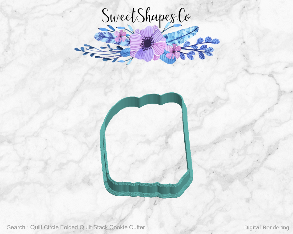 Quilt Circle Folded Quilt Stack Cookie Cutter — digital rendering view 5