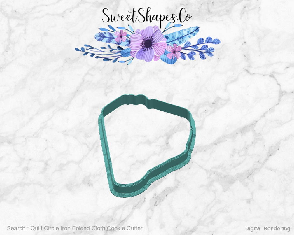 Quilt Circle Iron Folded Cloth Cookie Cutter — digital rendering view 3