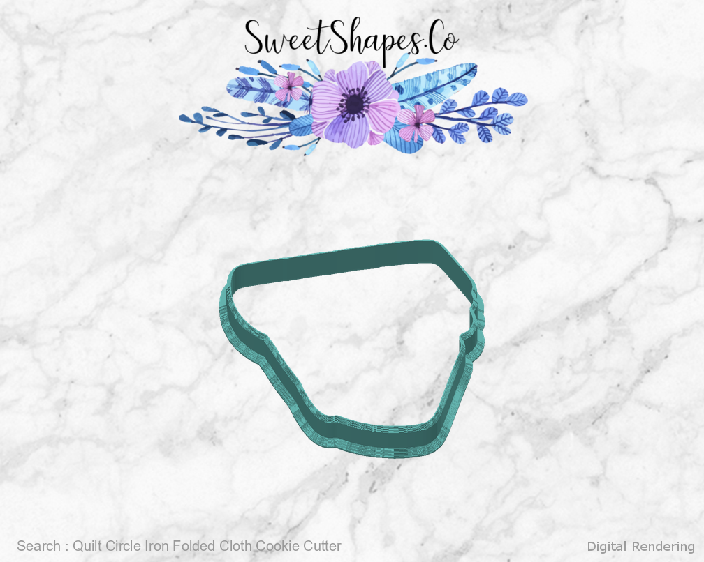 Quilt Circle Iron Folded Cloth Cookie Cutter — digital rendering view 4