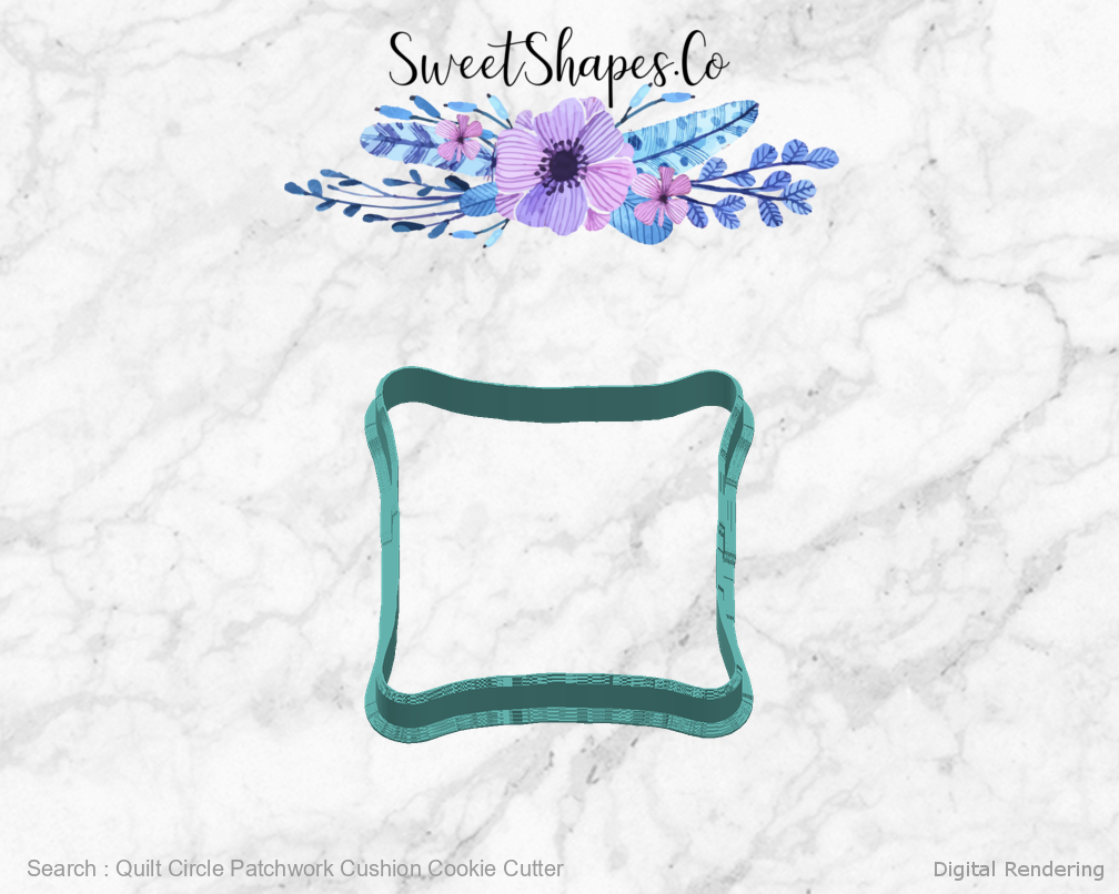 Quilt Circle Patchwork Cushion Cookie Cutter — digital rendering view 3