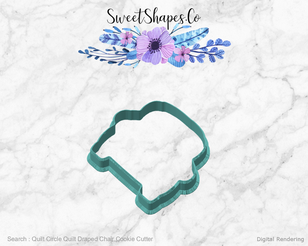 Quilt Circle Quilt Draped Chair Cookie Cutter — digital rendering view 2