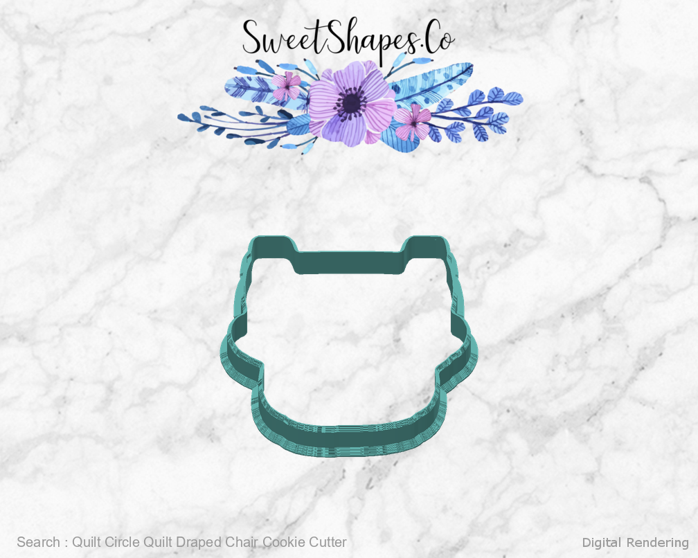 Quilt Circle Quilt Draped Chair Cookie Cutter — digital rendering view 4