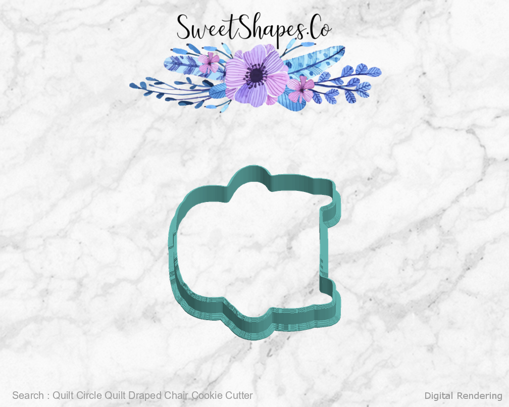 Quilt Circle Quilt Draped Chair Cookie Cutter — digital rendering view 5