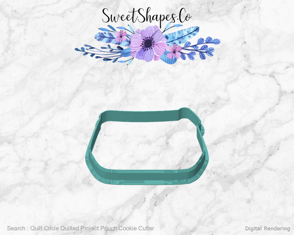 Quilt Circle Quilted Project Pouch Cookie Cutter — digital rendering view 1