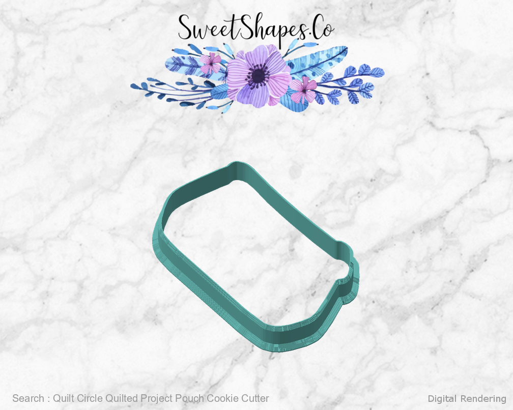 Quilt Circle Quilted Project Pouch Cookie Cutter — digital rendering view 2