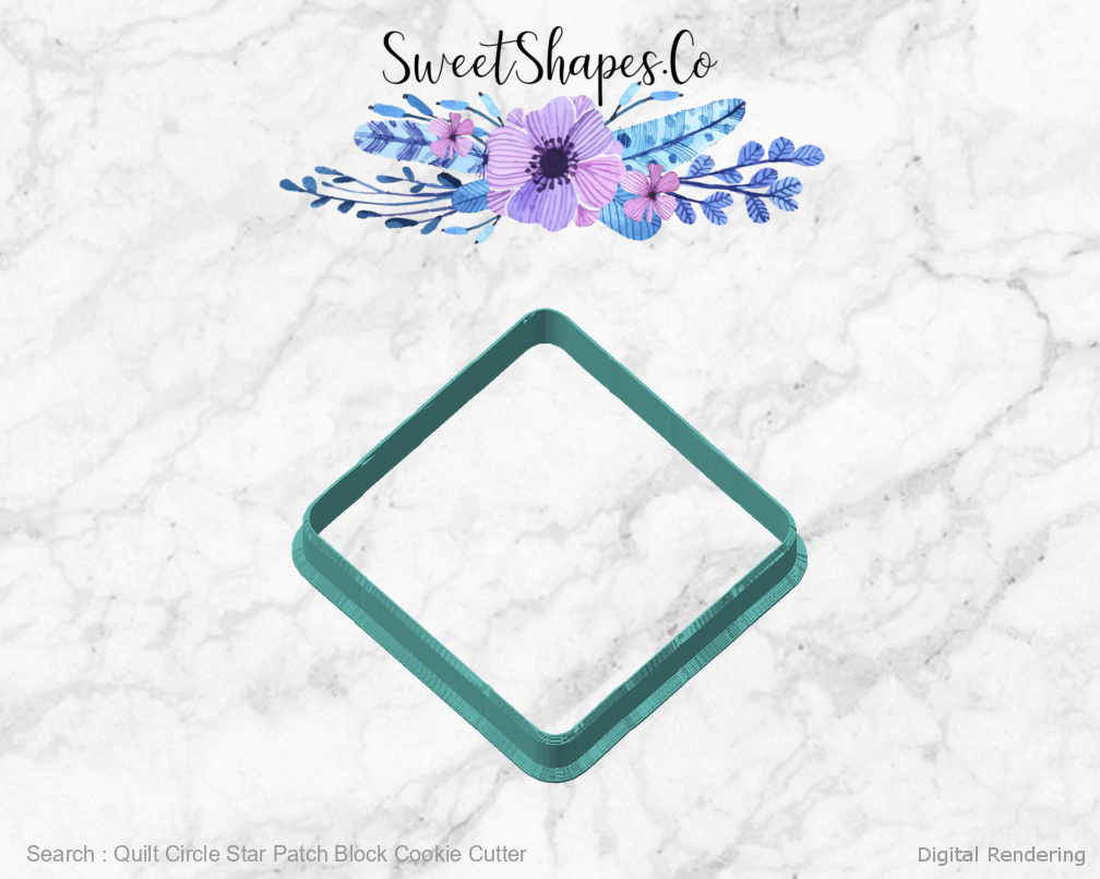 Quilt Circle Star Patch Block Cookie Cutter — digital rendering view 2