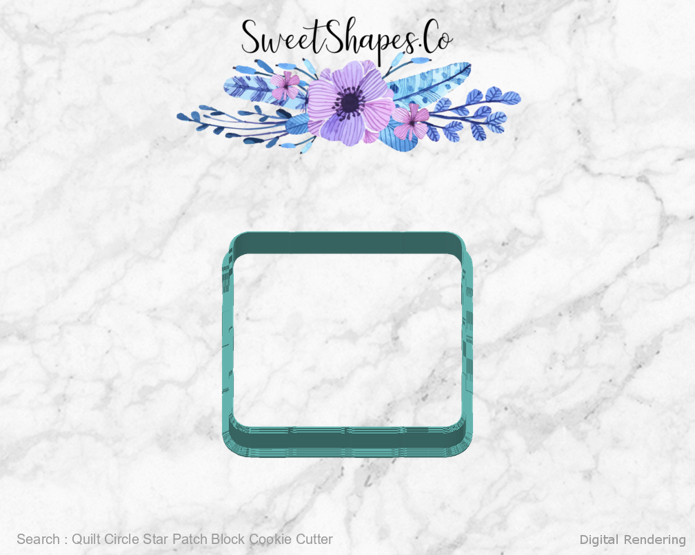 Quilt Circle Star Patch Block Cookie Cutter — digital rendering view 4