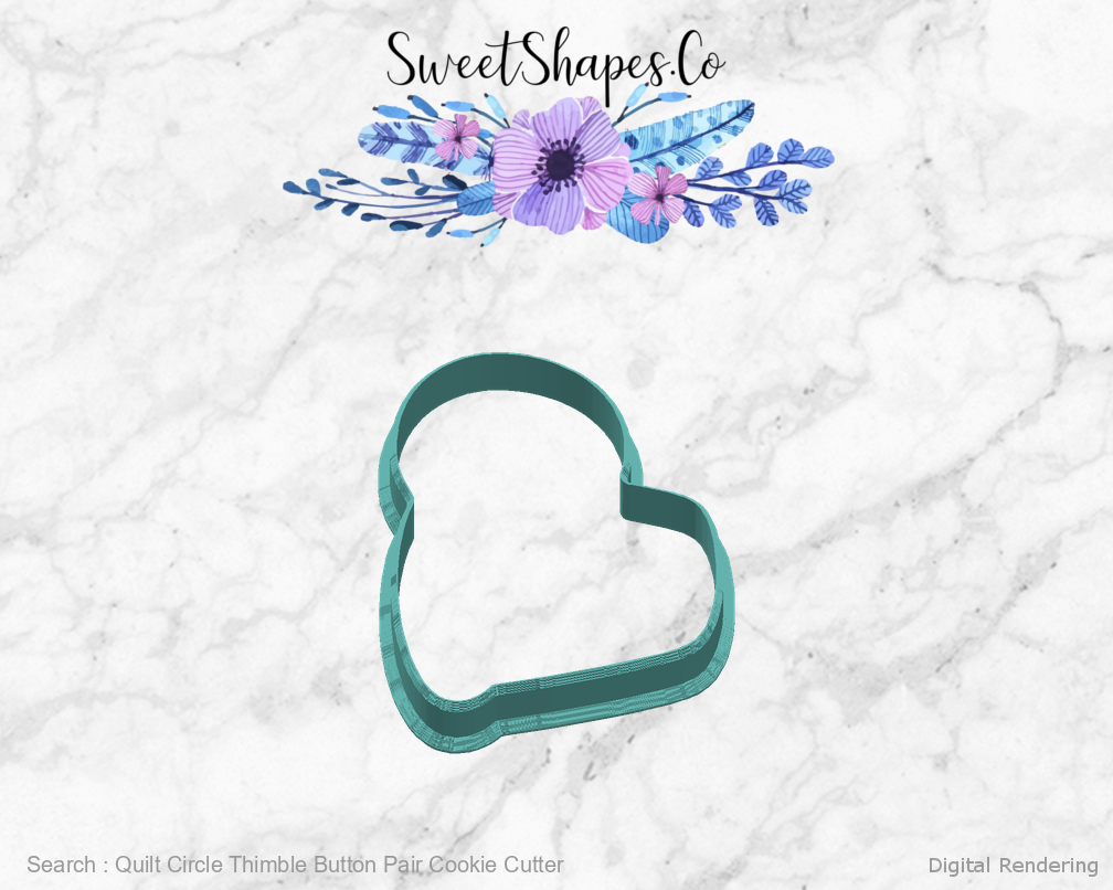 Quilt Circle Thimble Button Pair Cookie Cutter — digital rendering view 3