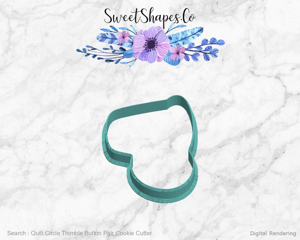 Quilt Circle Thimble Button Pair Cookie Cutter — digital rendering view 5