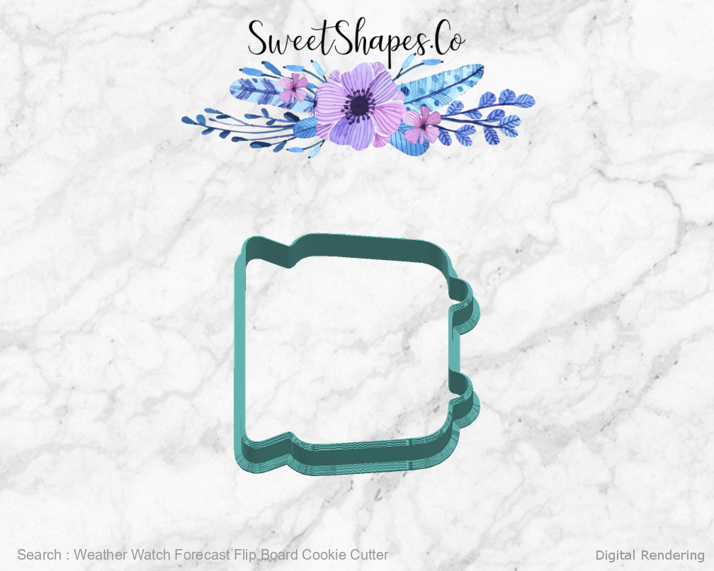 Weather Watch Forecast Flip Board Cookie Cutter — digital rendering view 3