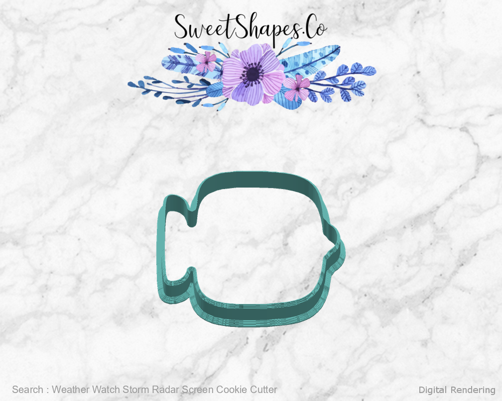 Weather Watch Storm Radar Screen Cookie Cutter — digital rendering view 3