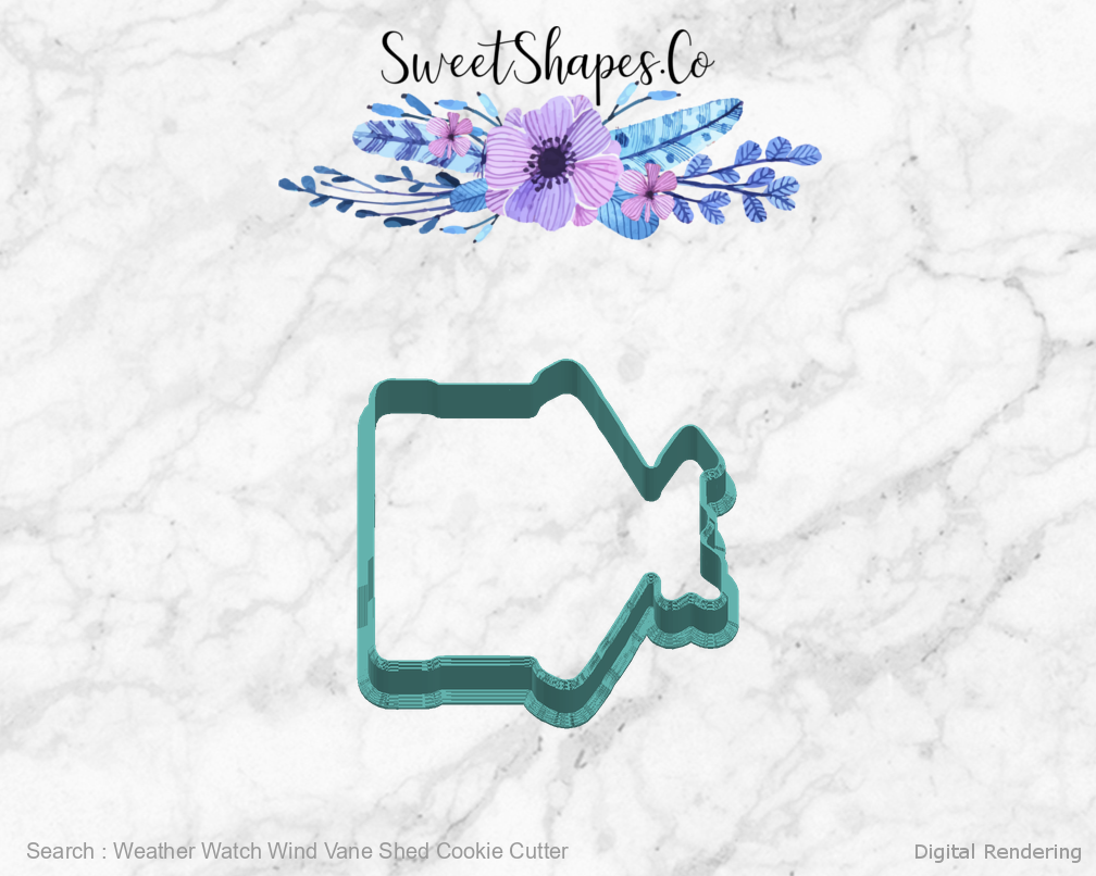Weather Watch Wind Vane Shed Cookie Cutter — digital rendering view 3