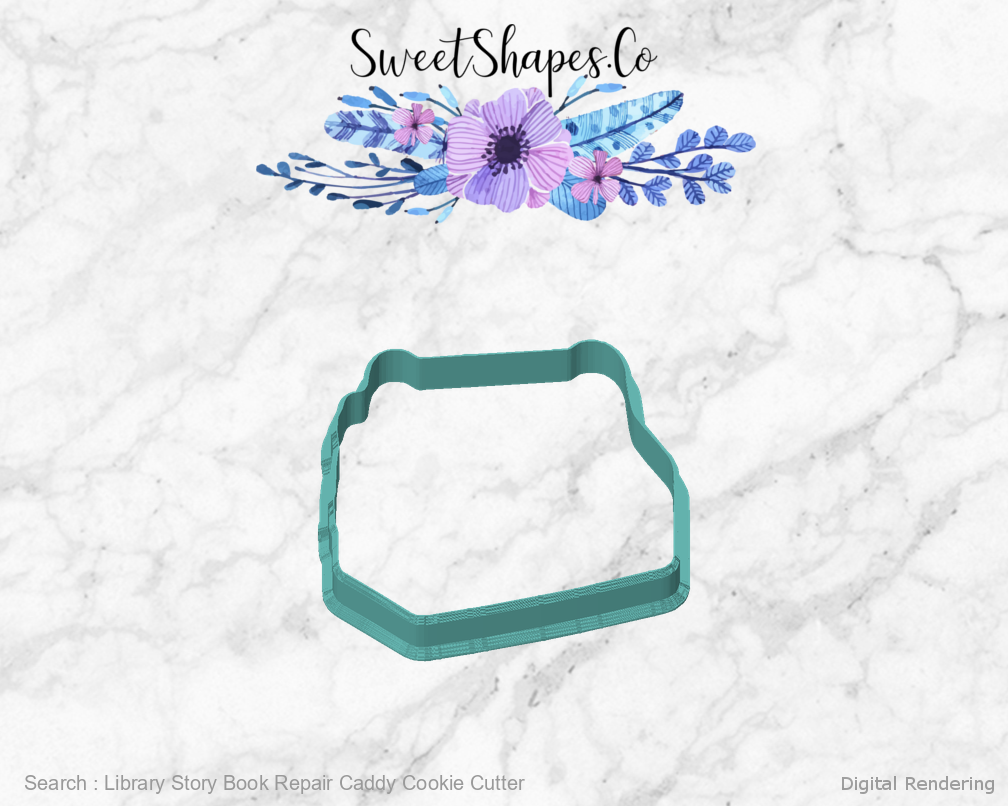 Library Story Book Repair Caddy Cookie Cutter — 01-front digital rendering
