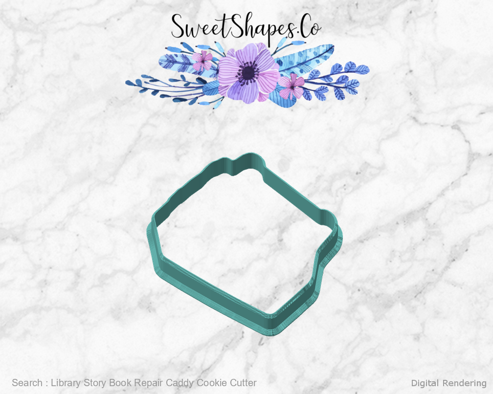 Library Story Book Repair Caddy Cookie Cutter — 02-front-45 digital rendering