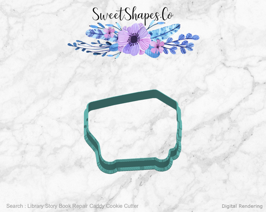 Library Story Book Repair Caddy Cookie Cutter — 04-back digital rendering