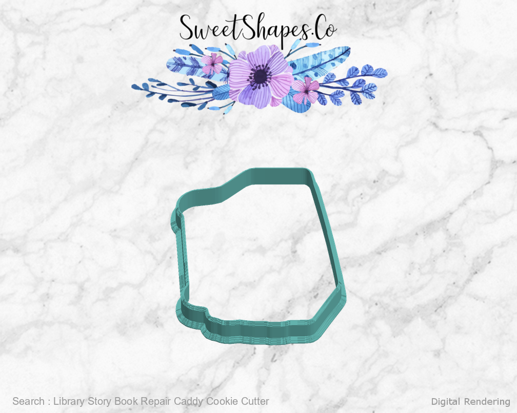 Library Story Book Repair Caddy Cookie Cutter — 05-left digital rendering