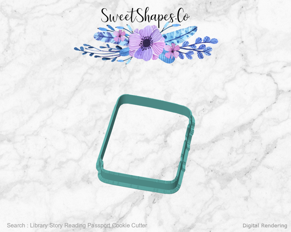 Library Story Reading Passport Cookie Cutter — 01-front digital rendering