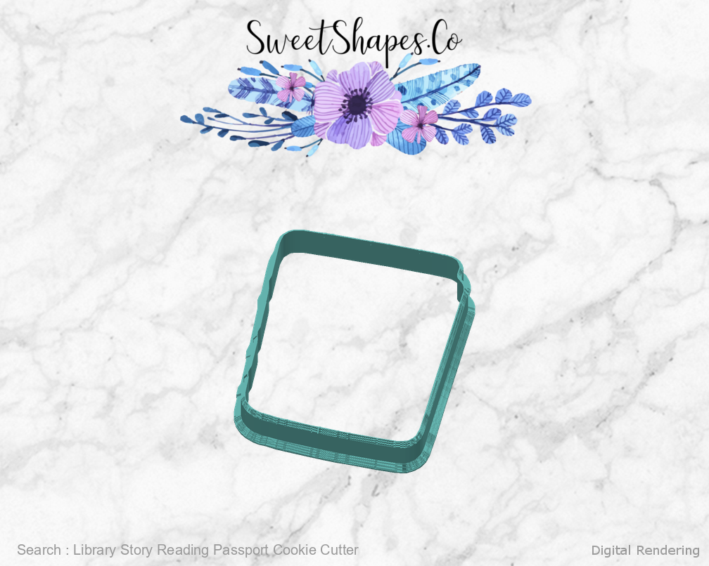 Library Story Reading Passport Cookie Cutter — 04-back digital rendering
